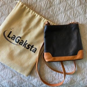 Cute small purse black & tan  leather